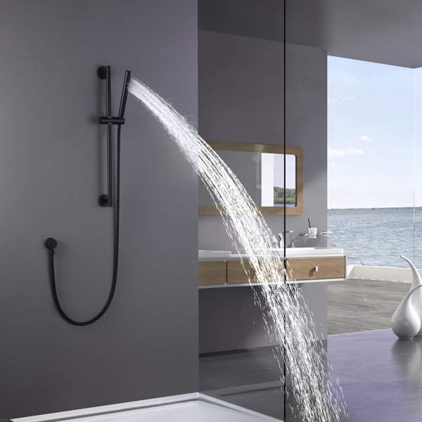 Modern Space Slide Bar Shower Head With 59 Inch Shower Hose, Matte